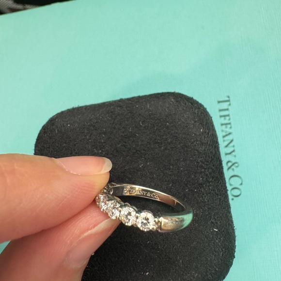 Tiffany 7 stone engagement ring, size 4. Tiffany forever half circle diamonds.